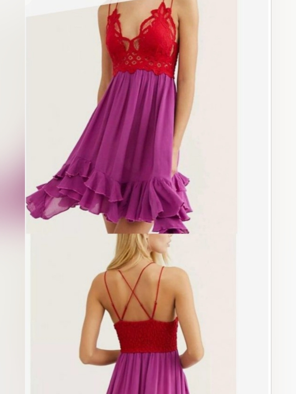 Nwot Free People One FP Adella dress in Red And Purple - Picture 5 of 15